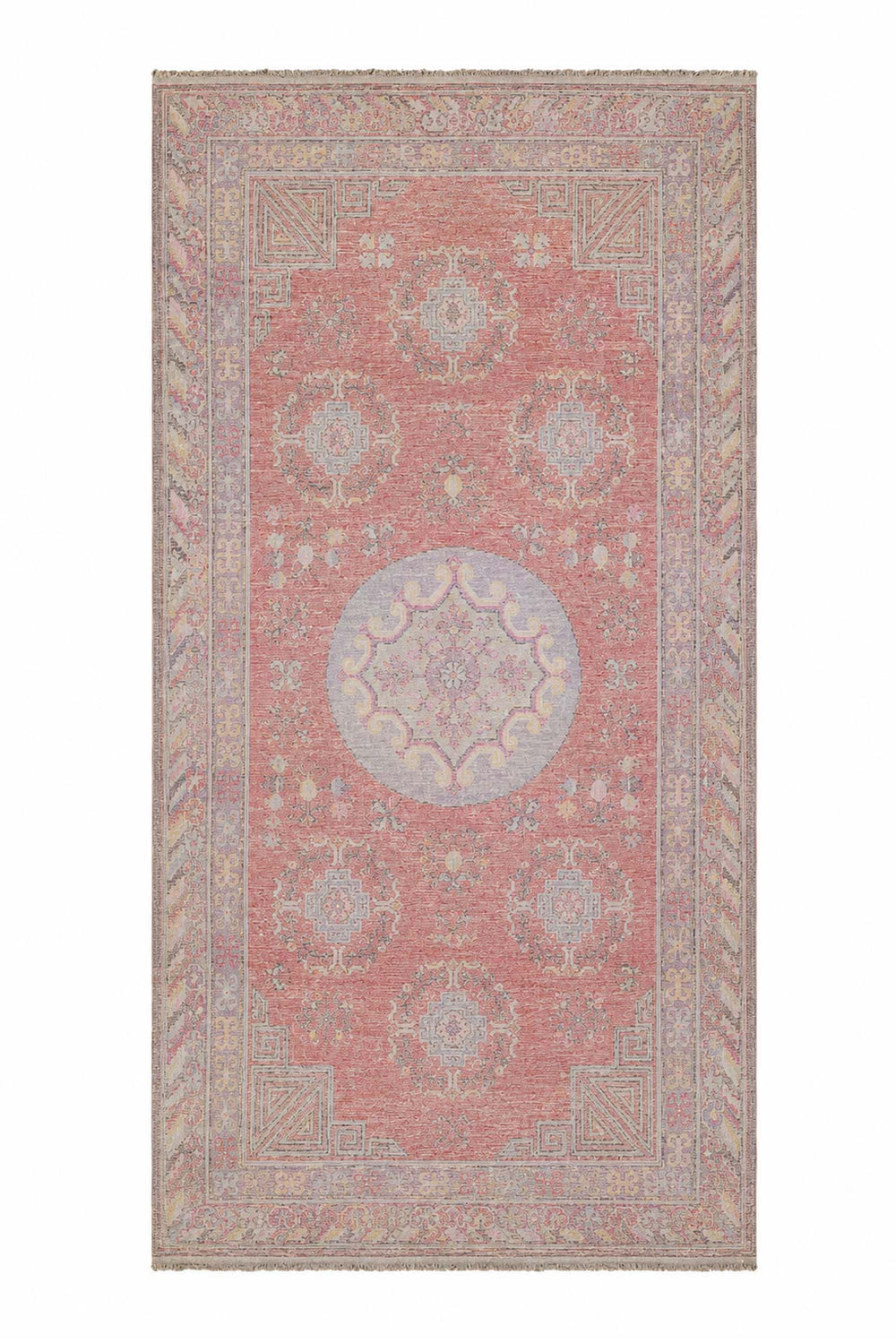 East Turkestan Khaden Rug | Khotan Roundel Medallions | Back View
