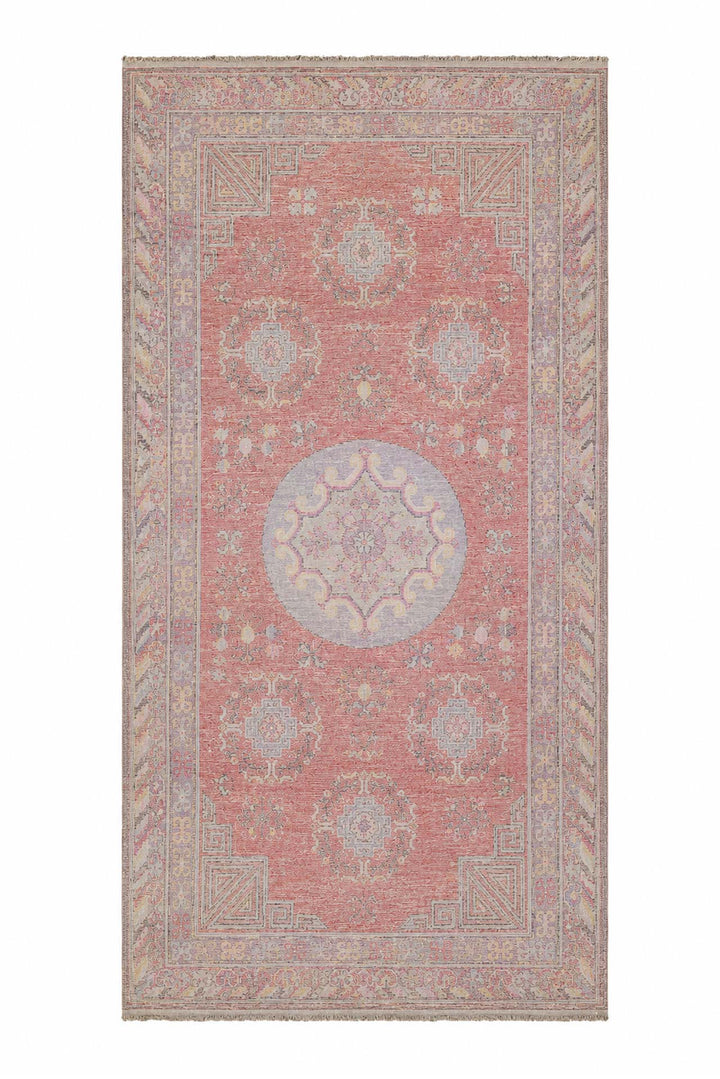 East Turkestan Khaden Rug | Khotan Roundel Medallions | Back View