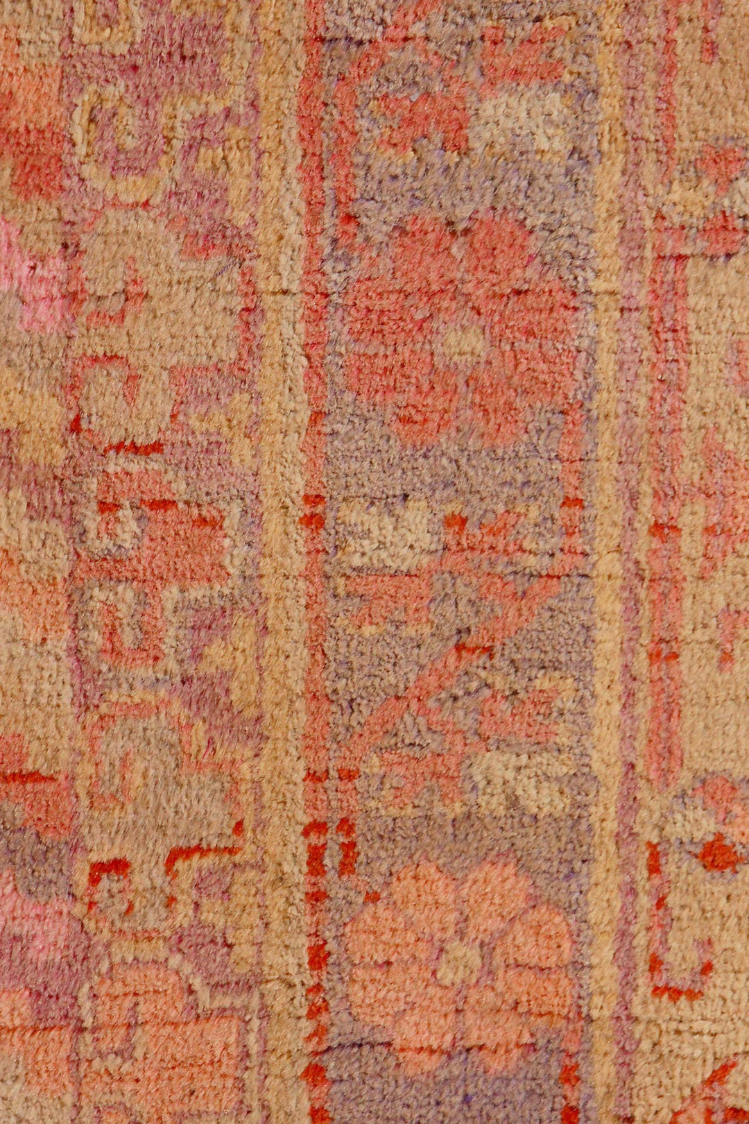 East Turkestan Rug | Atmospheric Fresco Saffron Roundel | Detail View