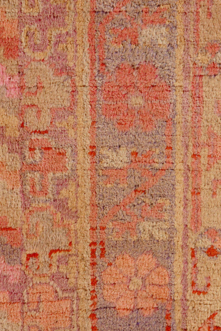 East Turkestan Rug | Atmospheric Fresco Saffron Roundel | Detail View