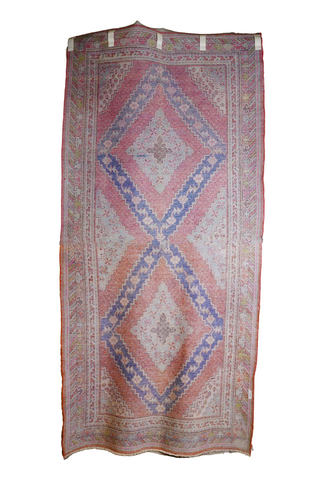 East Turkestan Rug | Stepped Diamond Medallion Cinnabar | Back View