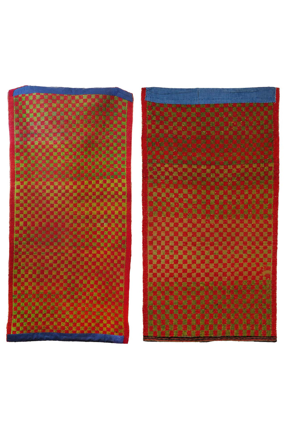 Hand-Knotted Tibetan Khaden Rug | Abrash Checkerboard Field | Pair View