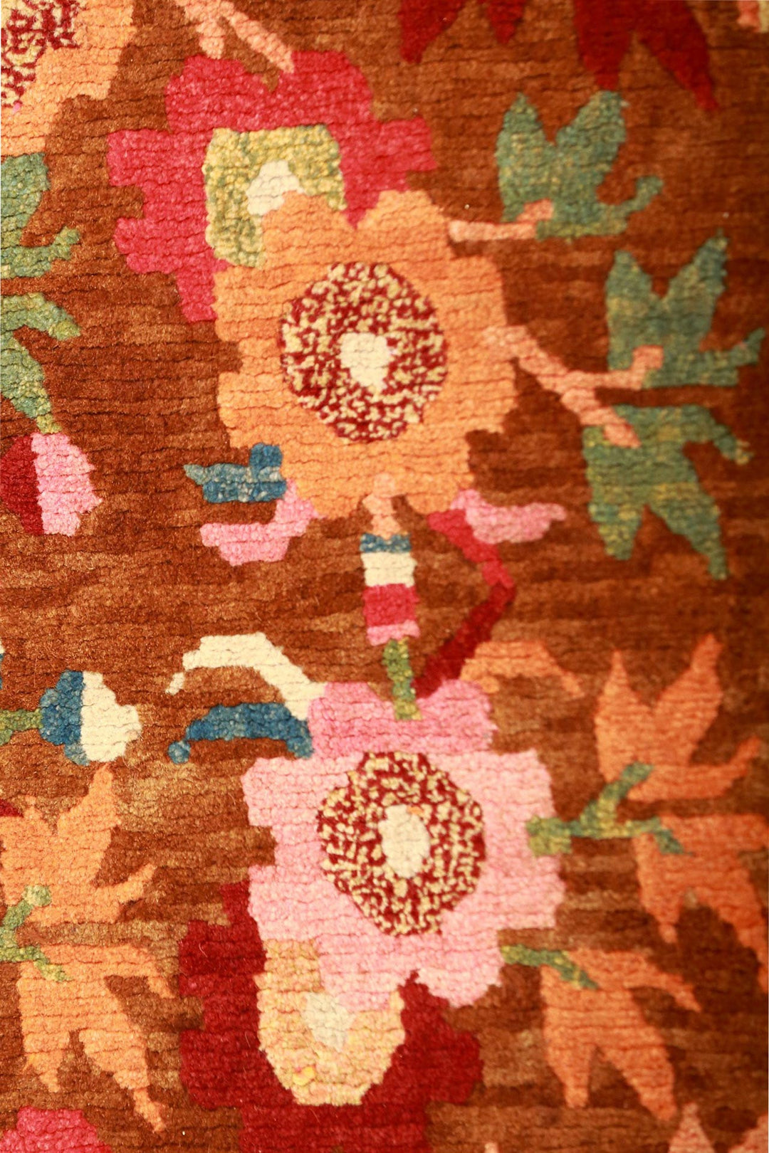Hand-Knotted Tibetan Khaden Rug | Autumn Garden Botanicals | Detail View