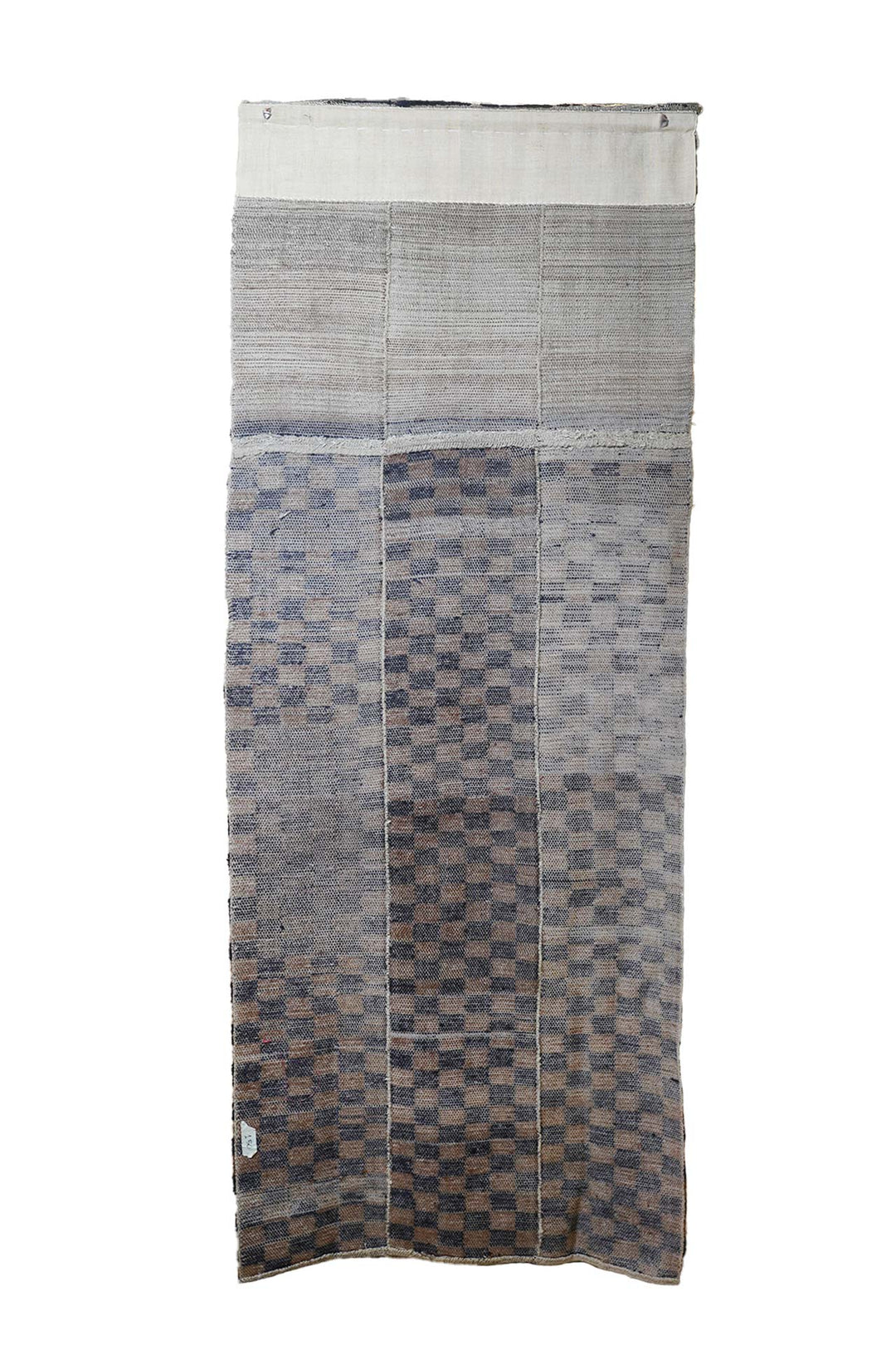 Hand-Knotted Tibetan Khaden Rug | Checkerboard Panel Field | Back View