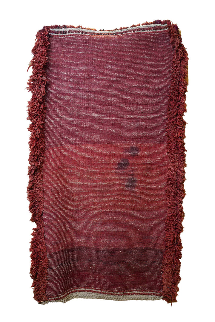 Hand-Knotted Tibetan Khaden Rug | Deep Red Minimal Field | Back View
