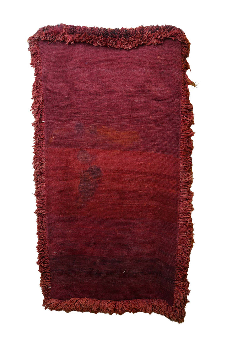Hand-Knotted Tibetan Khaden Rug | Deep Red Minimal Field | Front View