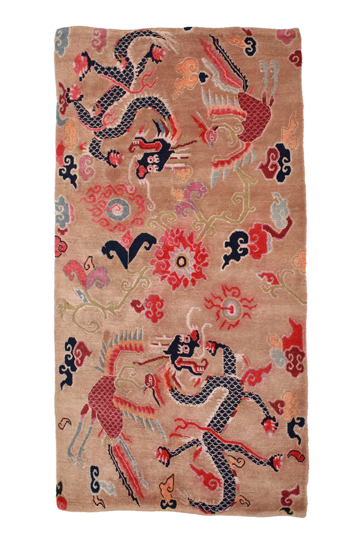 Hand-Knotted Tibetan Khaden Rug | Dragon &amp; Phoenix Dance | Front View