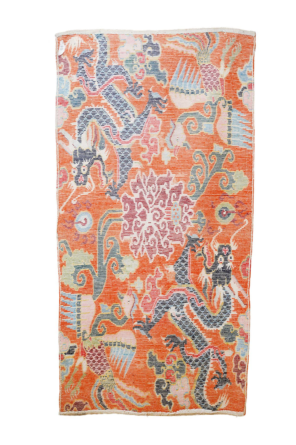 Hand-Knotted Tibetan Khaden Rug | Dragon Phoenix Jewel | Back View