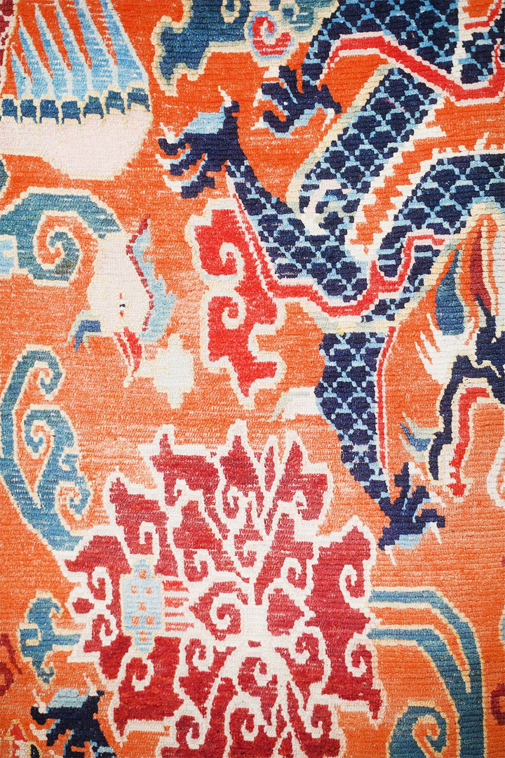 Hand-Knotted Tibetan Khaden Rug | Dragon Phoenix Jewel | Detail View