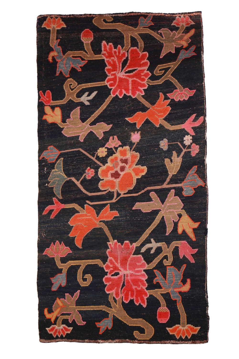 Hand-Knotted Tibetan Khaden Rug | Ember Blossom Vines | Back View