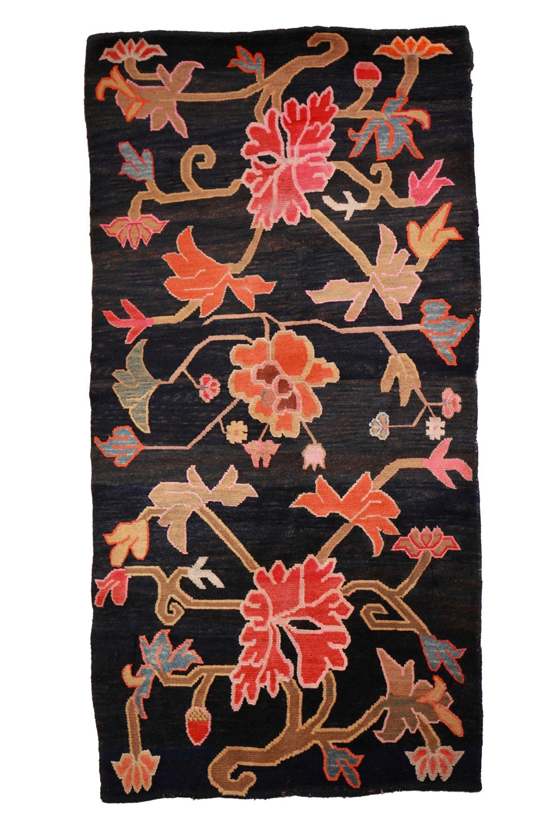 Hand-Knotted Tibetan Khaden Rug | Ember Blossom Vines | Front View