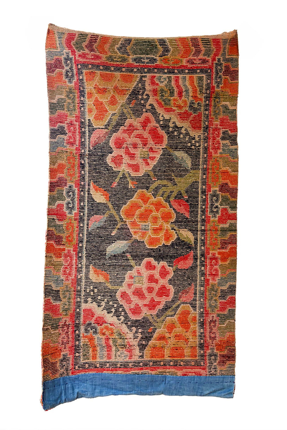 Hand-Knotted Tibetan Khaden Rug | Floral Blossom Mountain | Back View