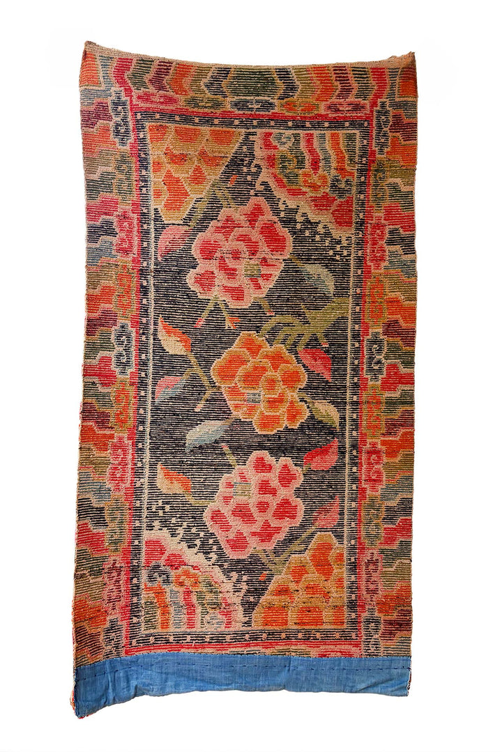 Hand-Knotted Tibetan Khaden Rug | Floral Blossom Mountain | Back View