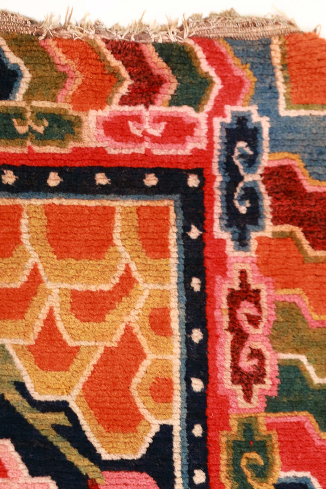 Hand-Knotted Tibetan Khaden Rug | Floral Blossom Mountain | Detail View