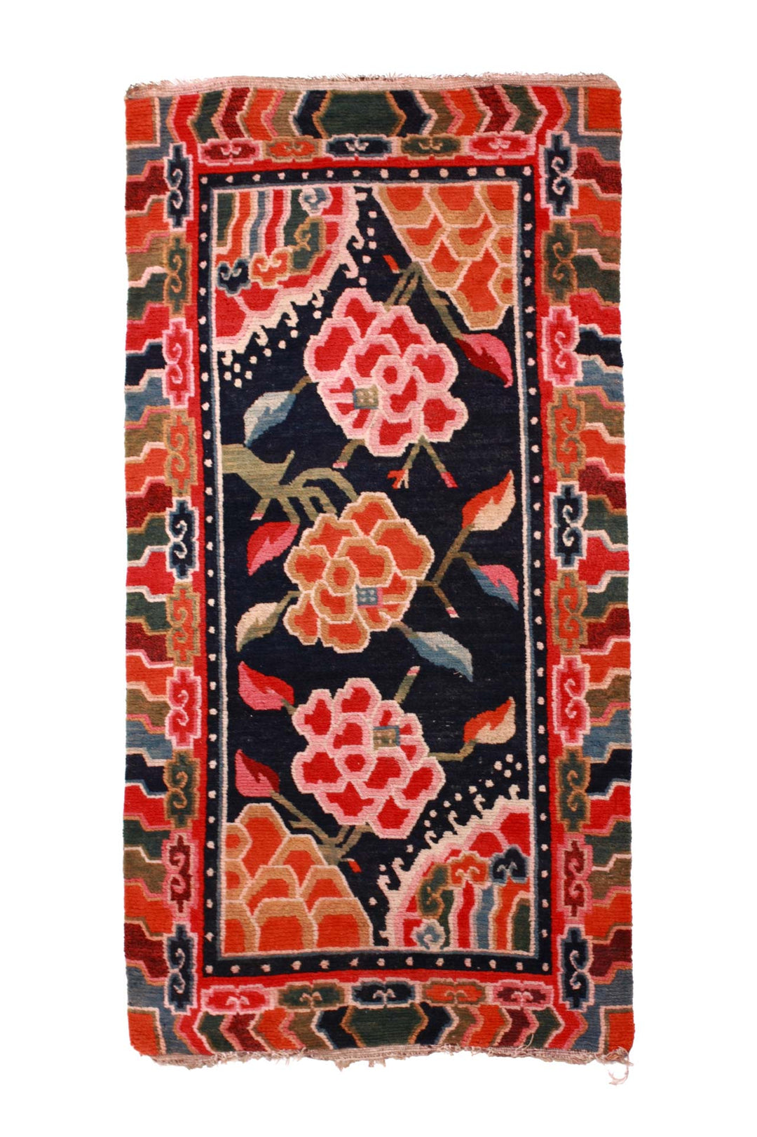 Hand-Knotted Tibetan Khaden Rug | Floral Blossom Mountain | Front View