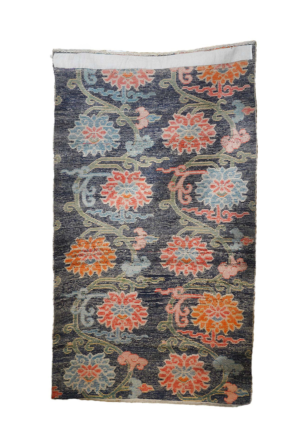 Hand-Knotted Tibetan Khaden Rug | Floral Vine Trellis| Back View