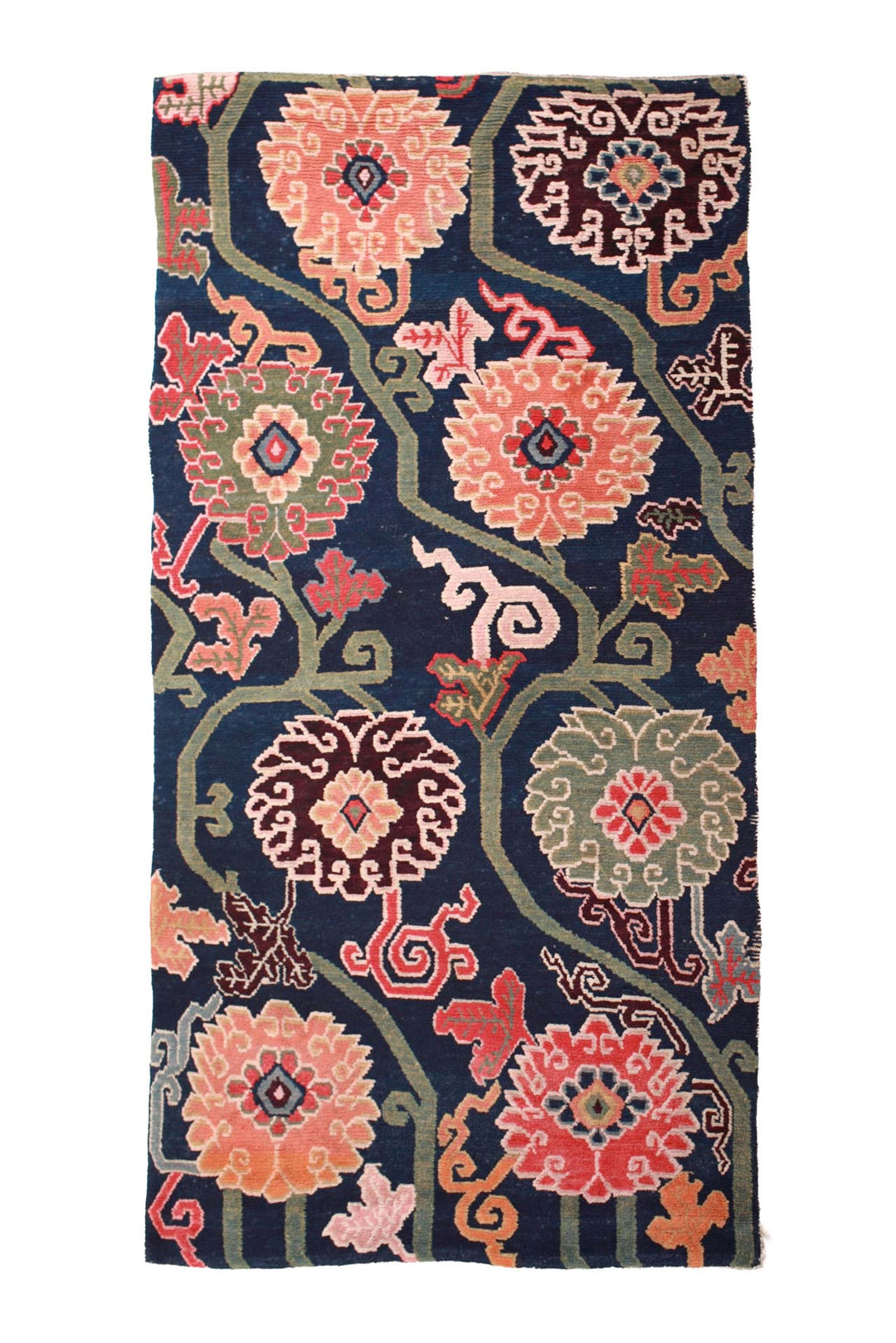 Hand-Knotted Tibetan Khaden Rug | Garden Medallion Vine Trellis | Front View