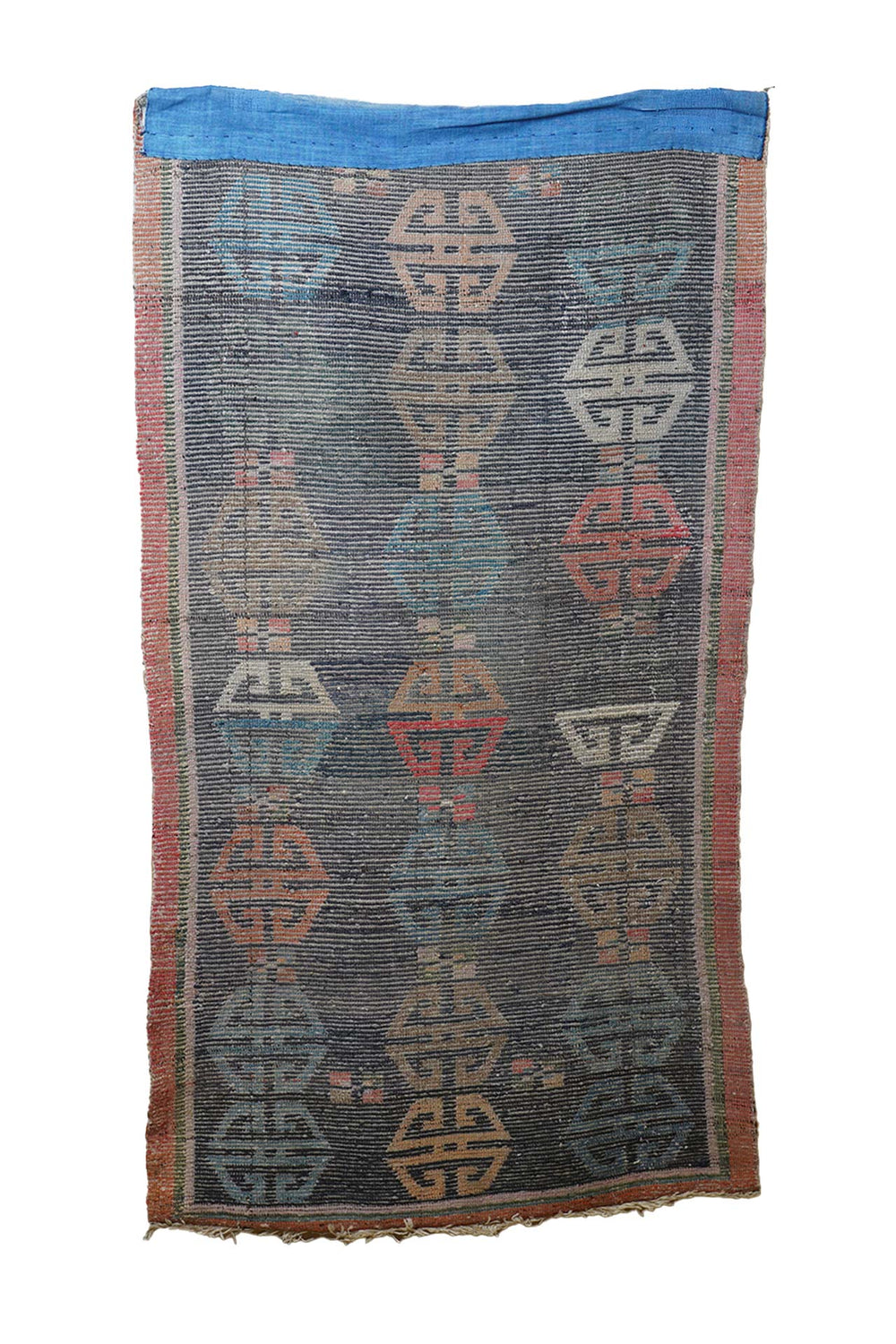 Hand-Knotted Tibetan Khaden Rug | Geometric Endless Knot Medallion Pattern | Back View