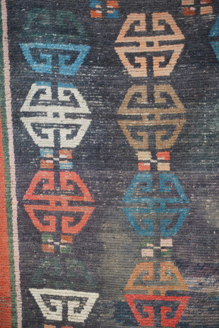 Hand-Knotted Tibetan Khaden Rug | Geometric Endless Knot Medallion Pattern | Detail View