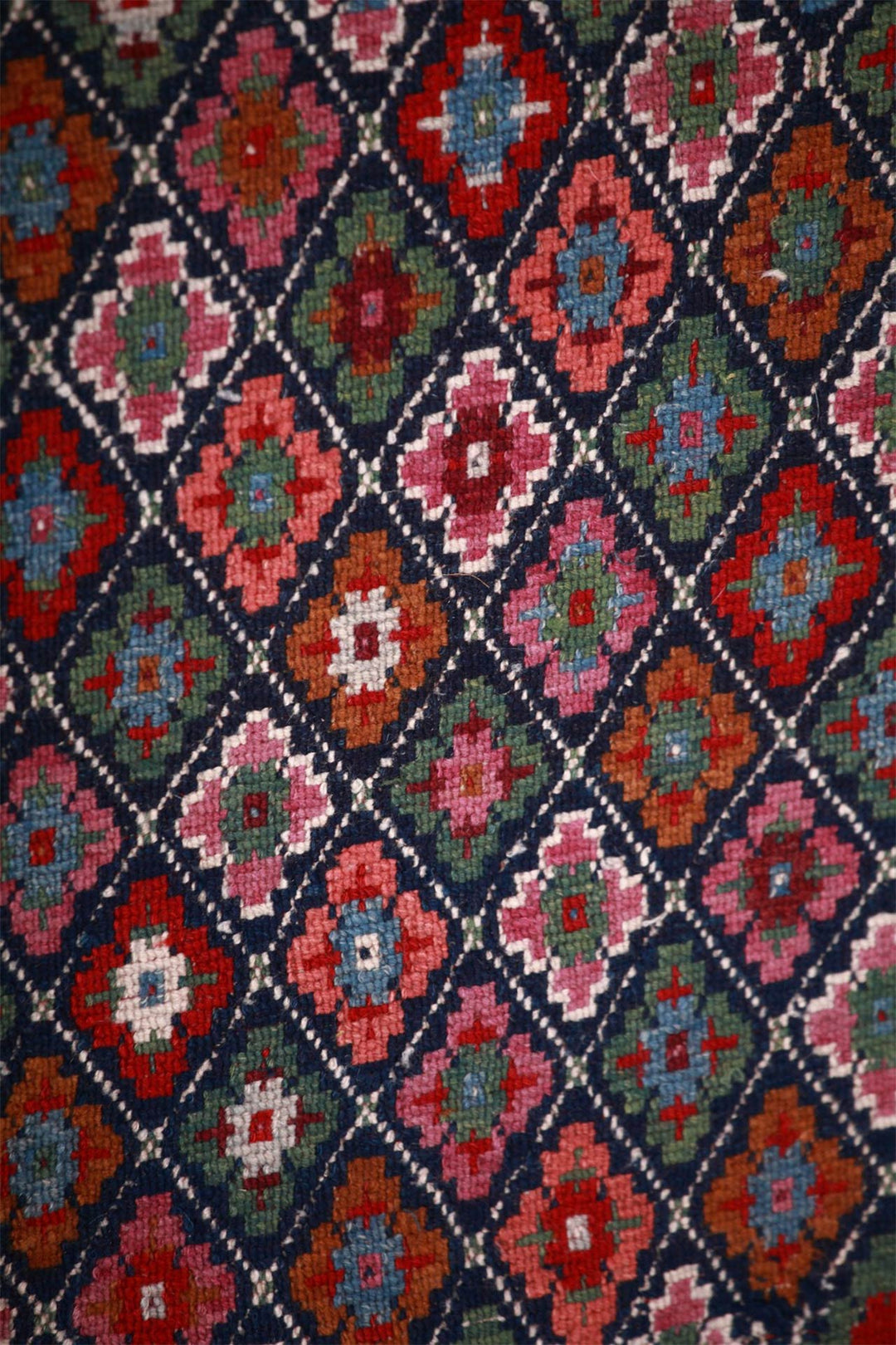 Hand-Knotted Tibetan Khaden Rug | Greek Key Rosette Lattice | Detail View