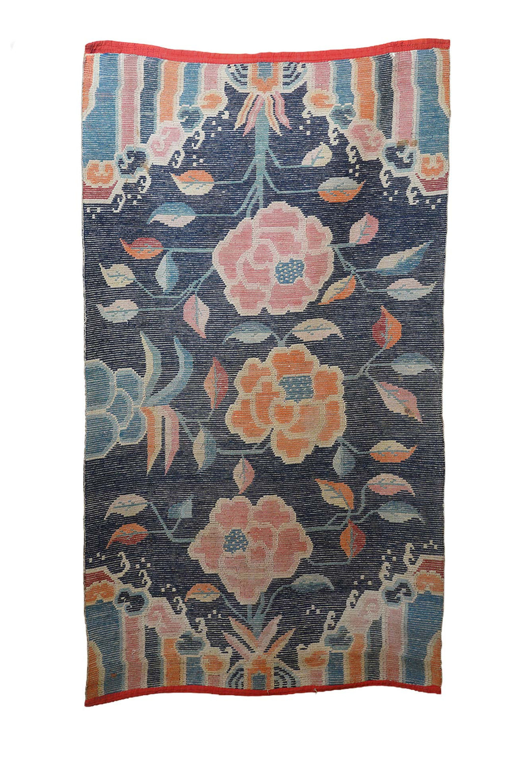 Hand-Knotted Tibetan Khaden Rug | Hanging Peony Garland | Back View