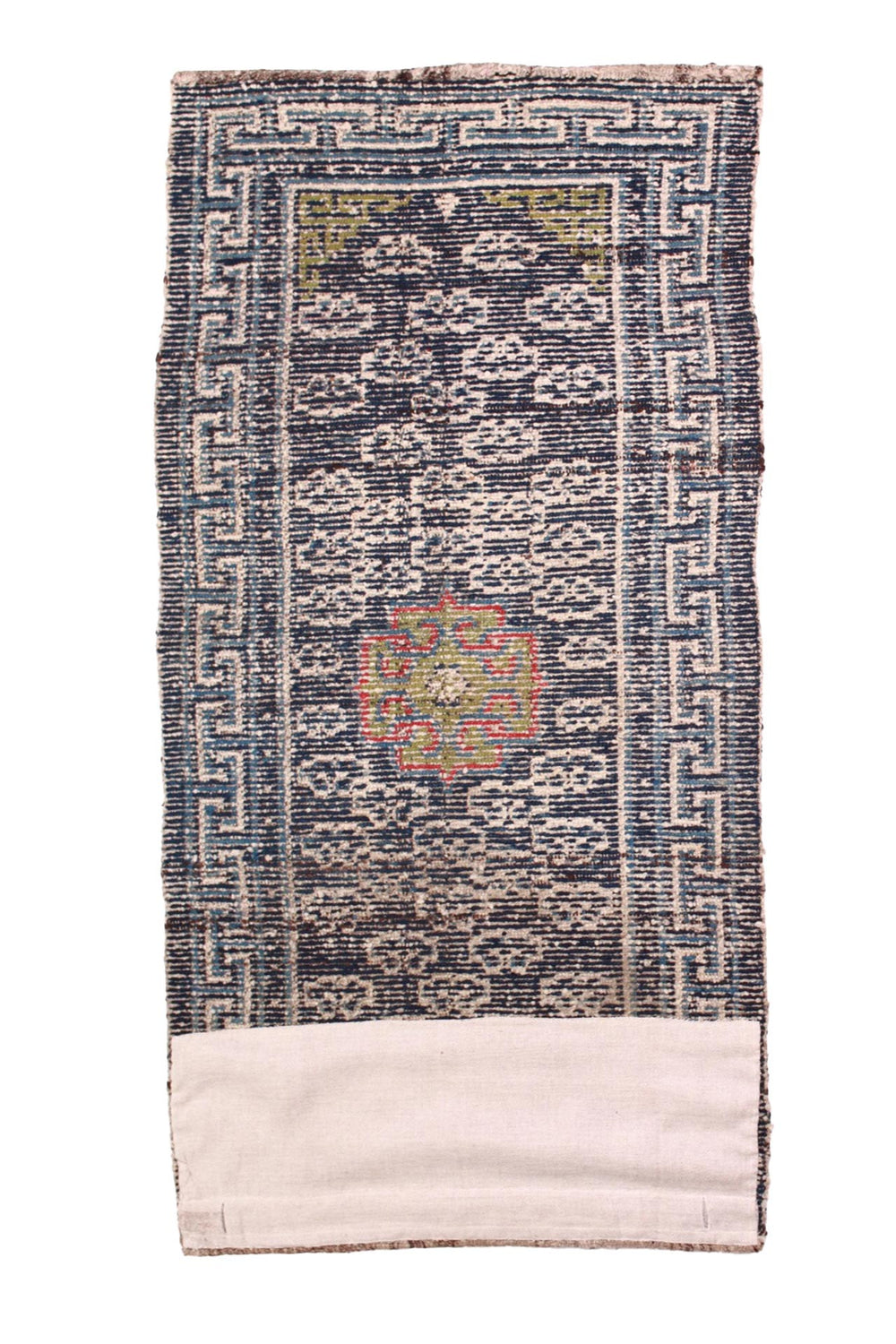 Hand-Knotted Tibetan Khaden Rug | Indigo Cloud Medallion | Back View