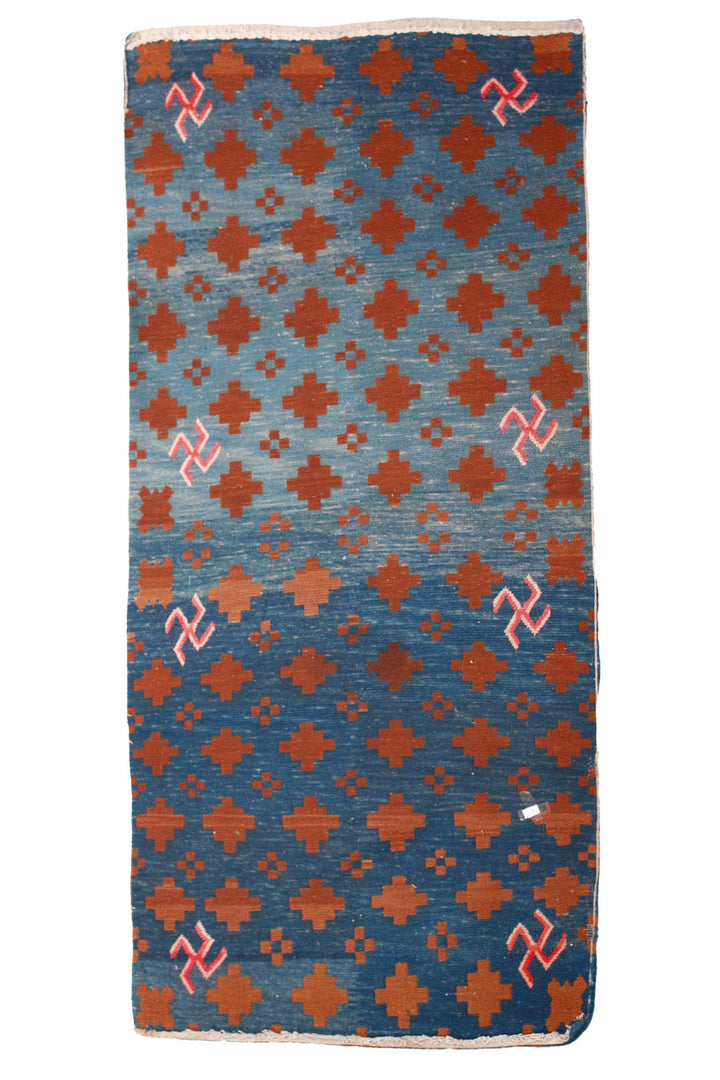 Hand-Knotted Tibetan Khaden Rug | Indigo Crossfield Talismans | Back View