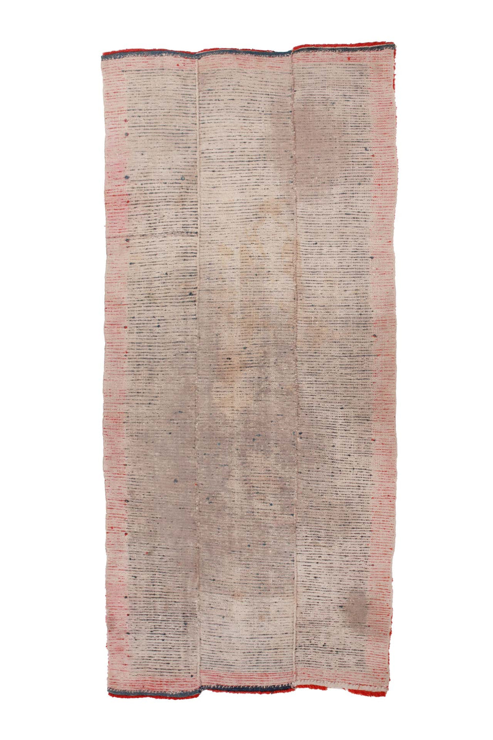 Hand-Knotted Tibetan Khaden Rug | Indigo Field with Red Border | Back View