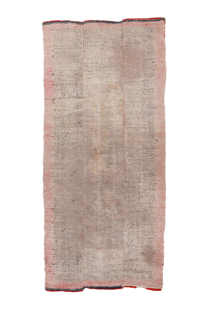 Hand-Knotted Tibetan Khaden Rug | Indigo Field with Red Border | Back View