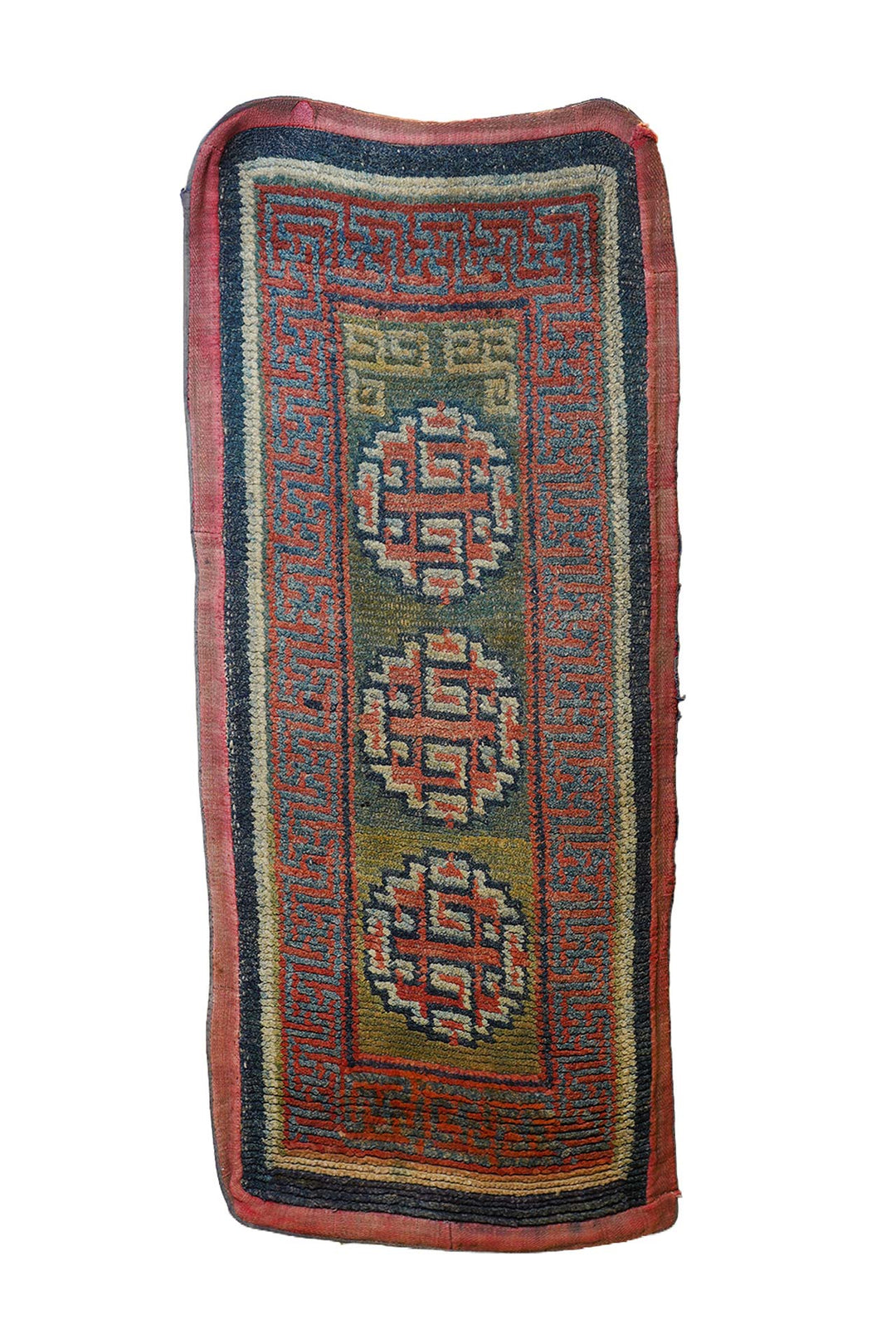 Hand-Knotted Tibetan Khaden Rug | Indigo Ground Endless Knot Medallions | Front View