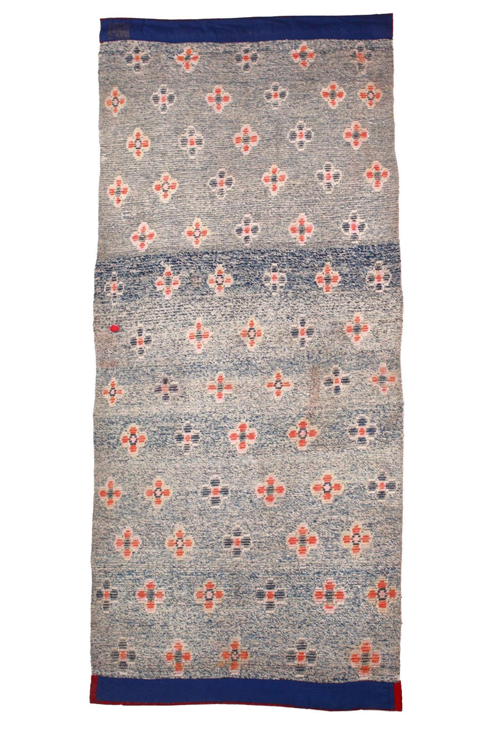 Hand-Knotted Tibetan Khaden Rug | Indigo Quatrefoil Scatter | Back View