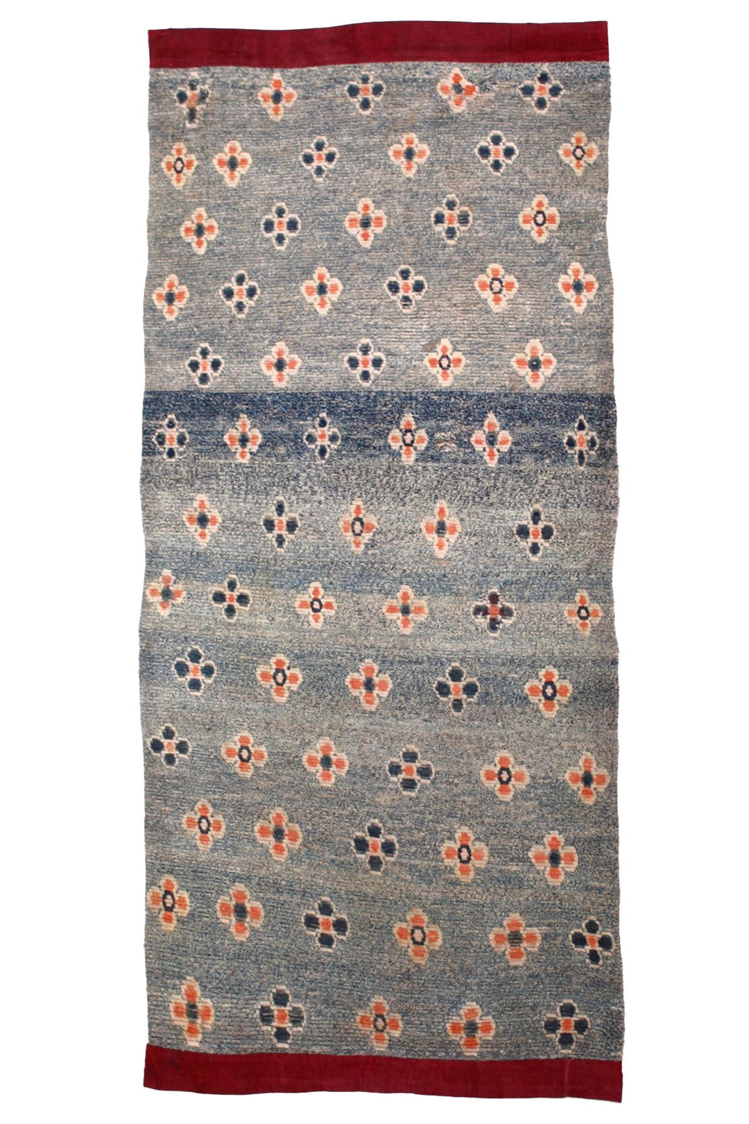 Hand-Knotted Tibetan Khaden Rug | Indigo Quatrefoil Scatter | Front View