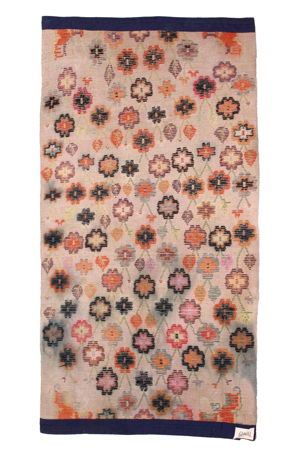 Hand-Knotted Tibetan Khaden Rug | Ivory Bat Blossom Field | Back View