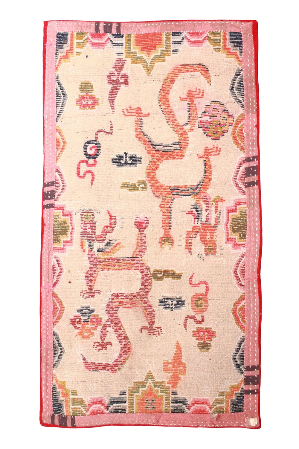 Hand-Knotted Tibetan Khaden Rug | Ivory Dragonplay | Back View