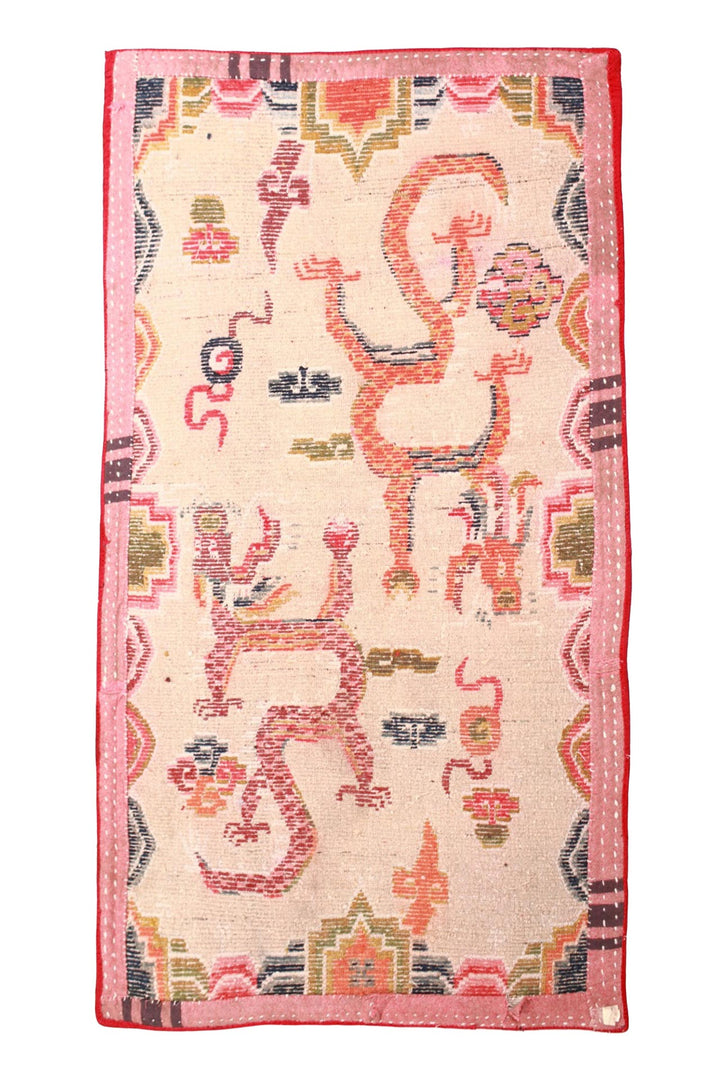 Hand-Knotted Tibetan Khaden Rug | Ivory Dragonplay | Back View