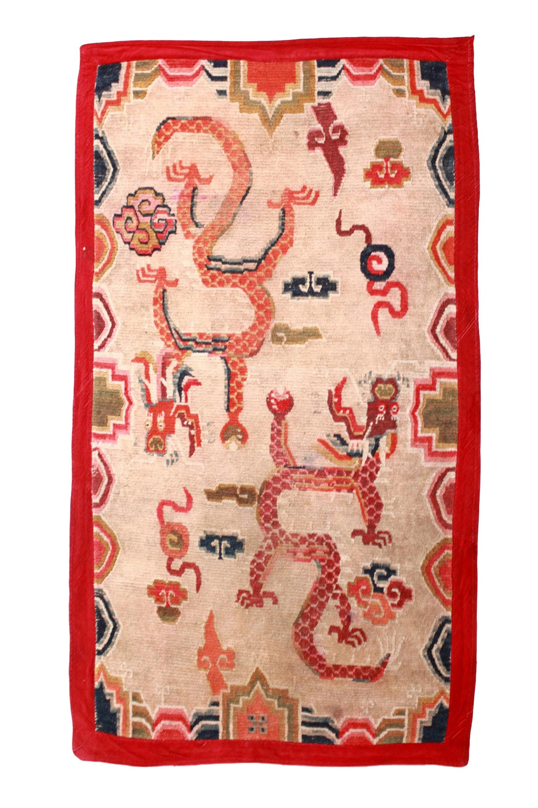 Hand-Knotted Tibetan Khaden Rug | Ivory Dragonplay | Front View