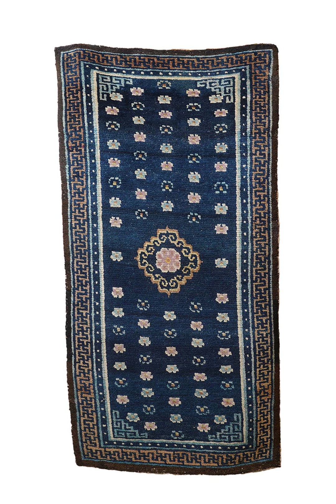 Hand-Knotted Tibetan Khaden Rug | Medallion with Key-Fret Border | Front View