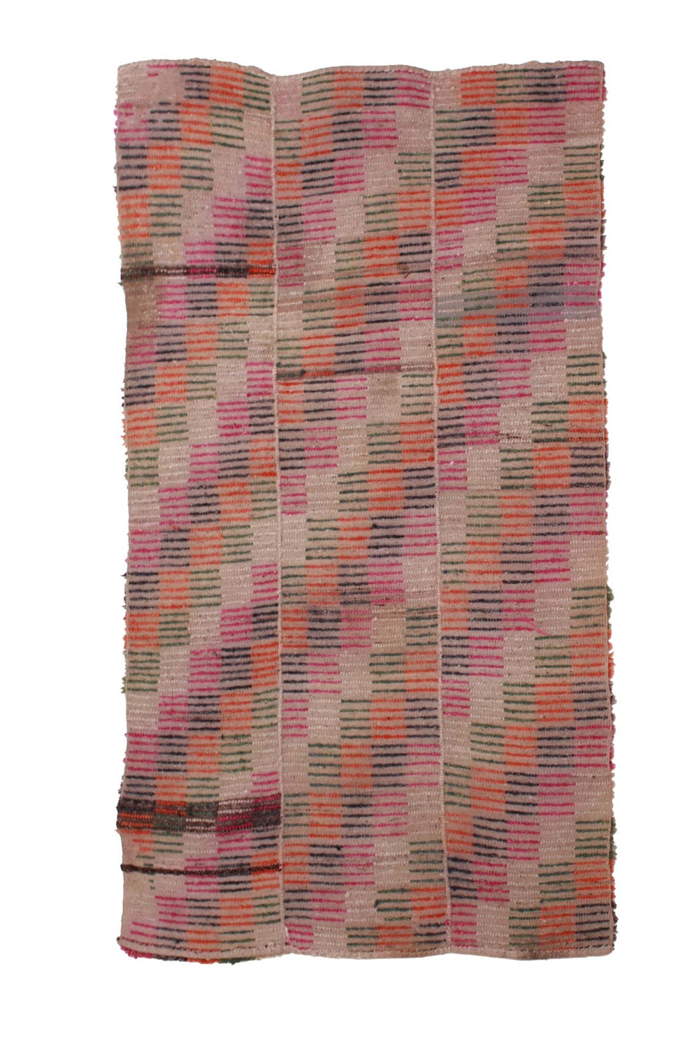 Hand-Knotted Tibetan Khaden Rug | Multicolor Mosaic Checker Pattern | Back View