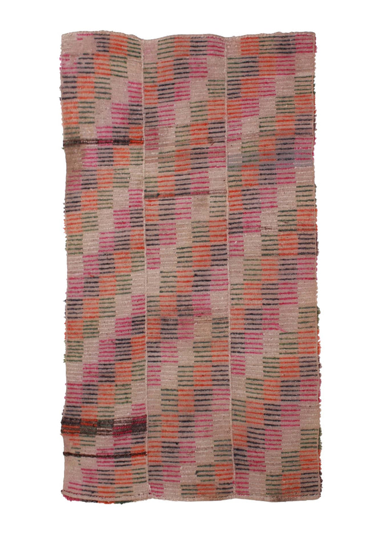 Hand-Knotted Tibetan Khaden Rug | Multicolor Mosaic Checker Pattern | Back View