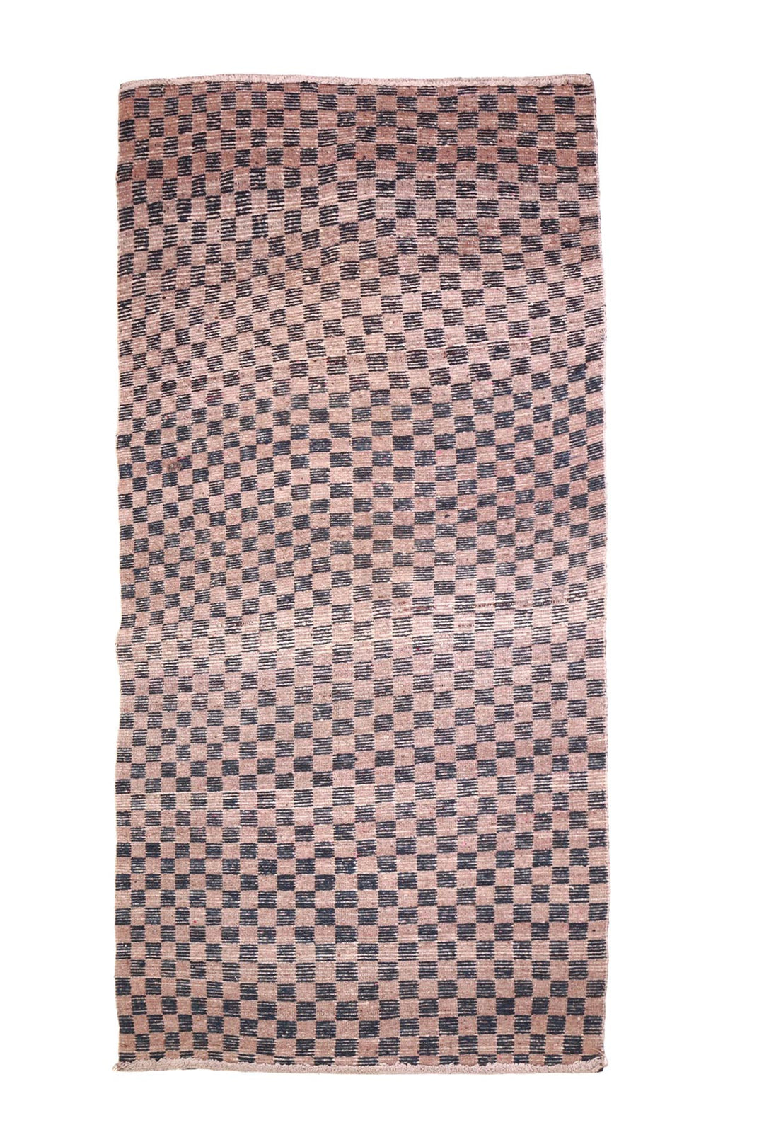 Hand-Knotted Tibetan Khaden Rug | Navy Checkerboard | Back View