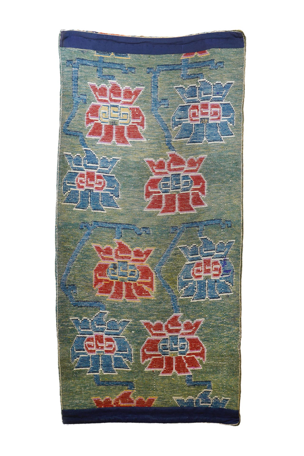 Hand-Knotted Tibetan Khaden Rug | Olive Lotus Trellis | Back View