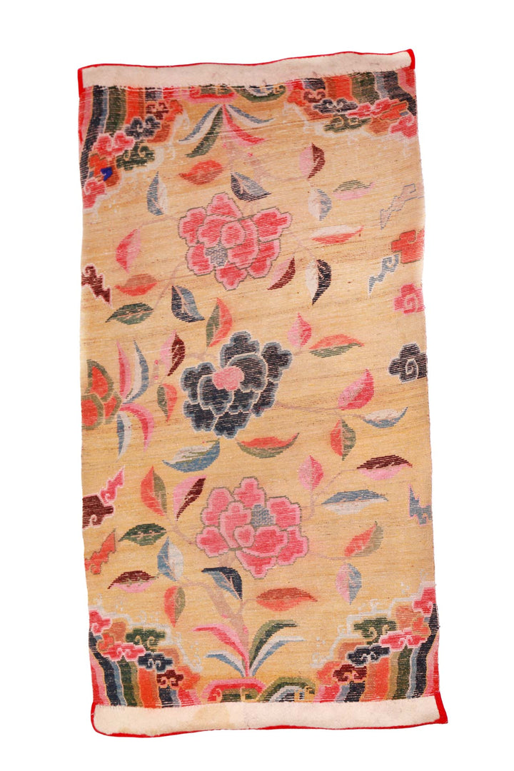 Hand-Knotted Tibetan Khaden Rug | Peony &amp; Cloud Field | Back View