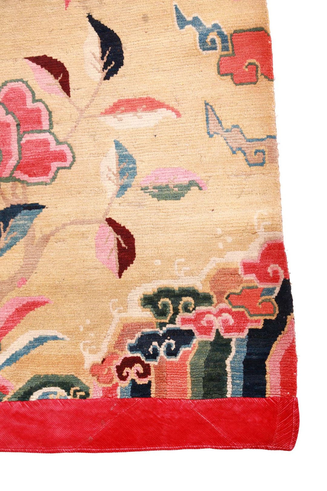 Hand-Knotted Tibetan Khaden Rug | Peony &amp; Cloud Field | Detail View
