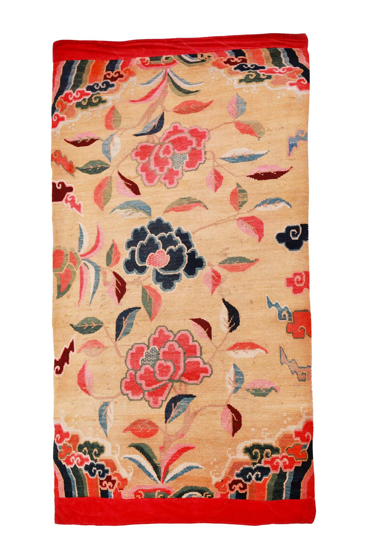 Hand-Knotted Tibetan Khaden Rug | Peony &amp; Cloud Field | Front View