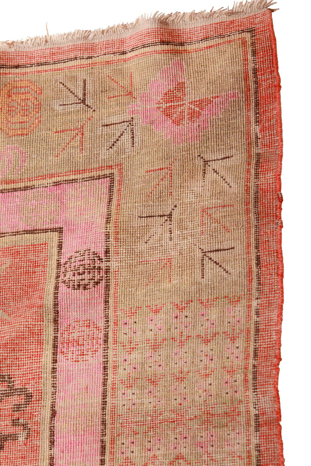 Hand-Knotted Tibetan Khaden Rug | Pomegranate Vase Panels | Detail View