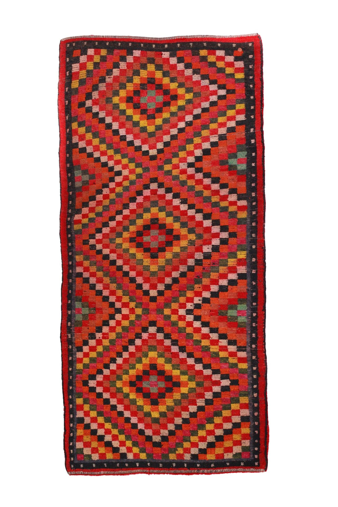 Hand-Knotted Tibetan Khaden Rug | Prismatic Diamond Mosaic | Back View