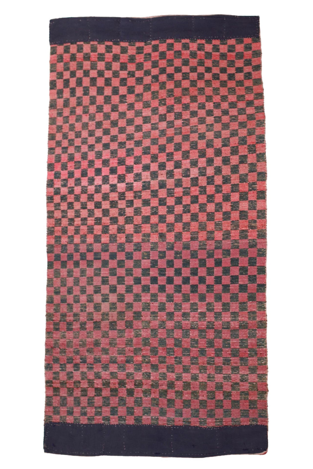 Hand-Knotted Tibetan Khaden Rug | Rosewood Teal Checkerboard | Back View