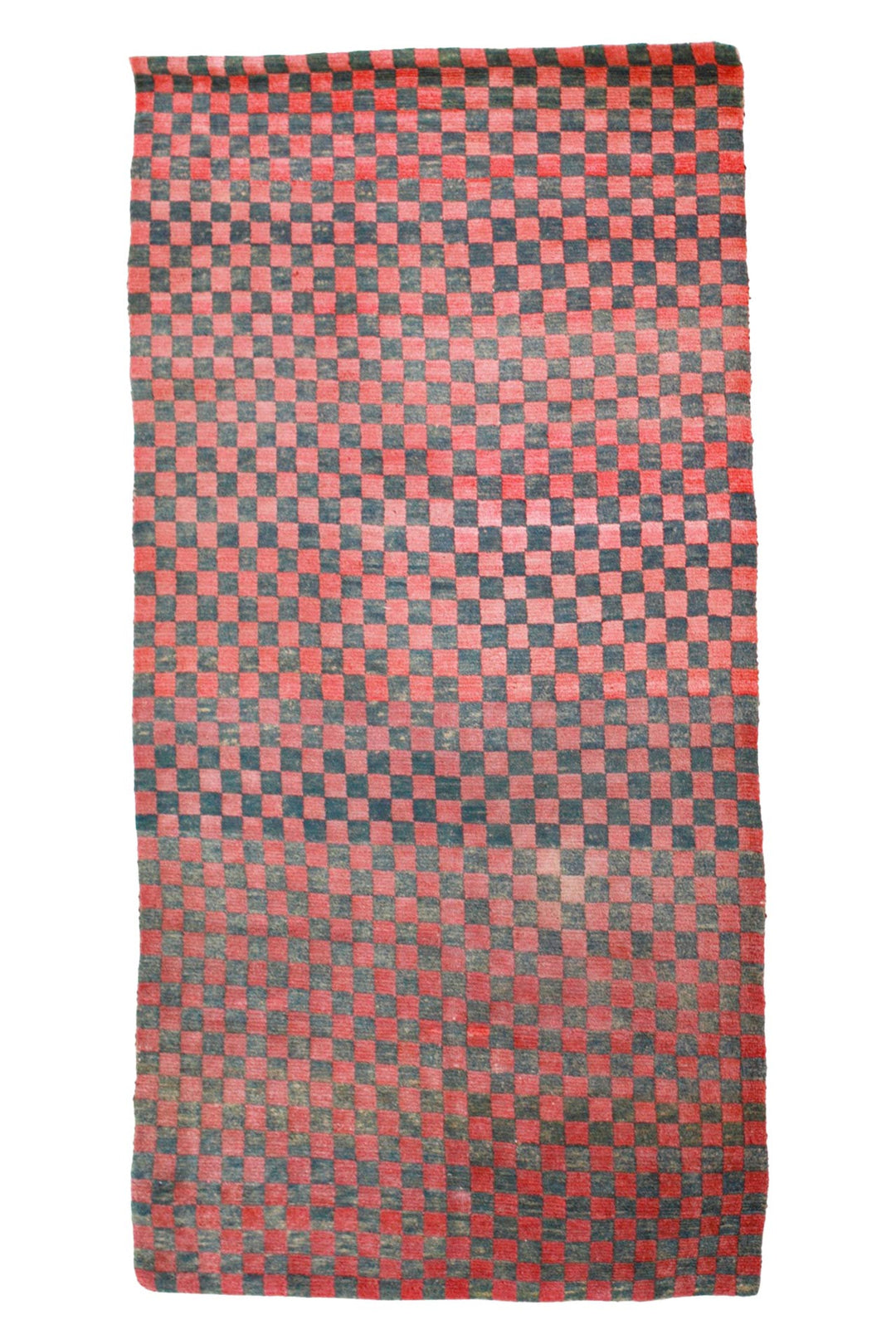 Hand-Knotted Tibetan Khaden Rug | Rosewood Teal Checkerboard | Front View