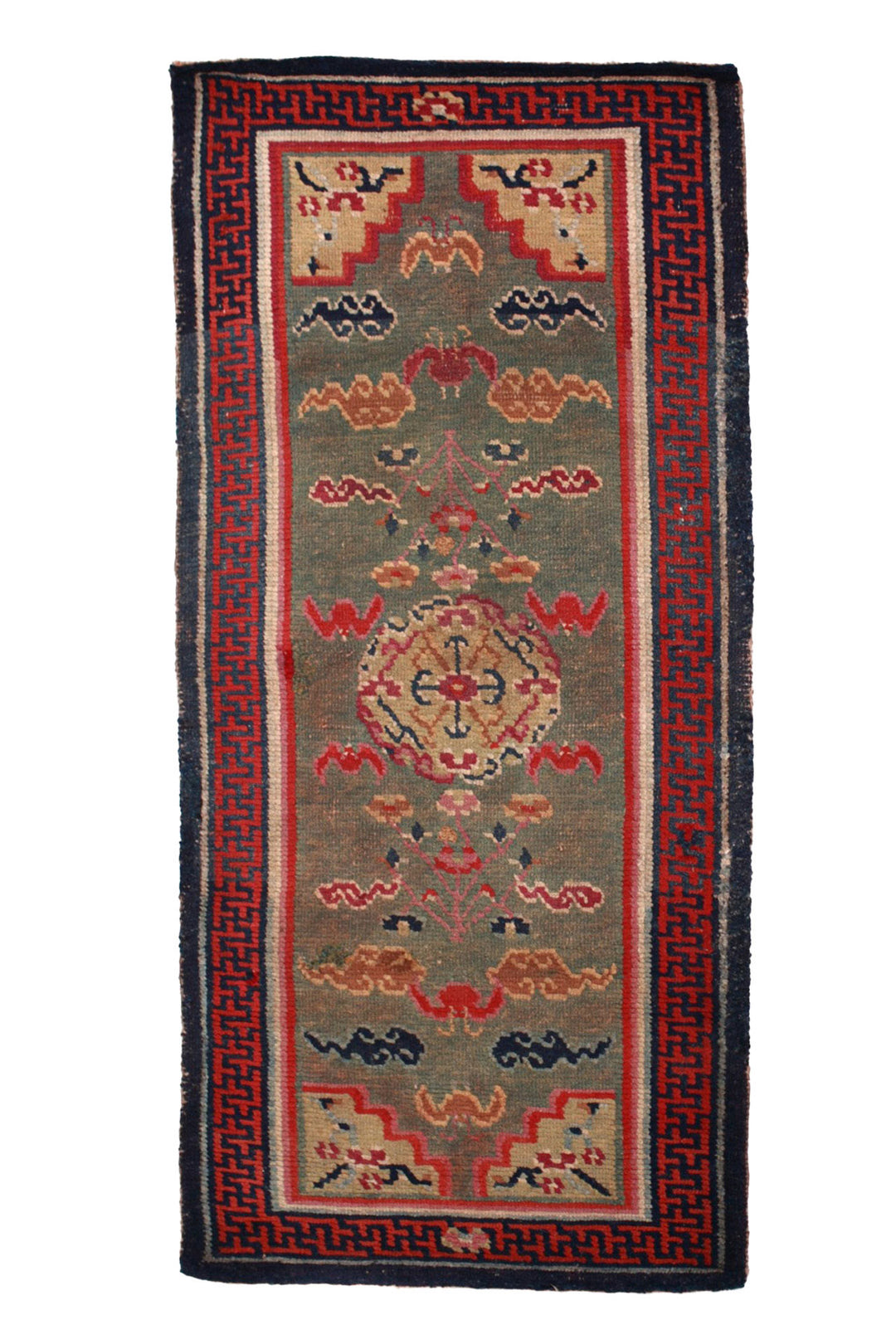 Hand-Knotted Tibetan Khaden Rug | Sage Cloud Medallion | Front View