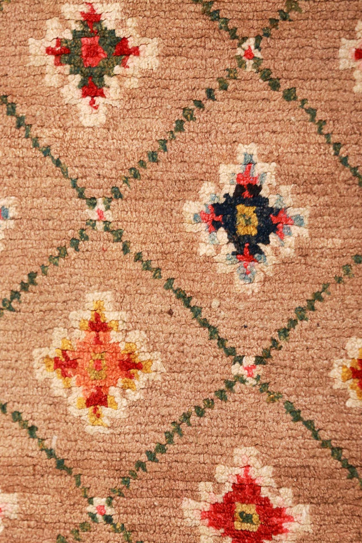 Hand-Knotted Tibetan Khaden Rug | Sand Diamond Sprigs | Detail View